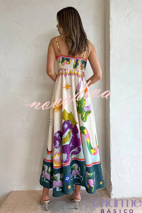 FeVestido Midi Estampado Artístico Elisa