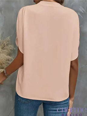 Blusa Pancetta com Mangas Curtas e Decote V