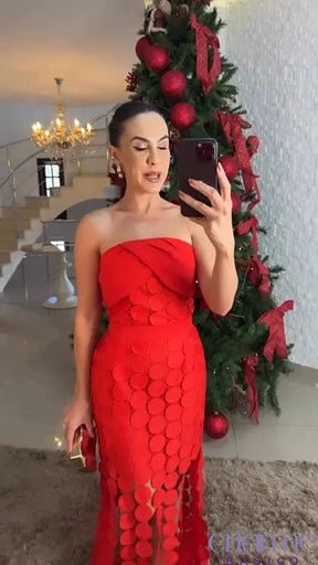 Vestido Rubi – Elegância e Sofisticação em Vermelho!