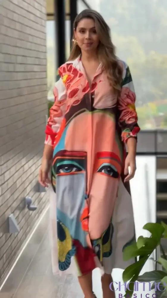 Vestido Artístico Helena – Estilo e Arte em Cada Detalhe